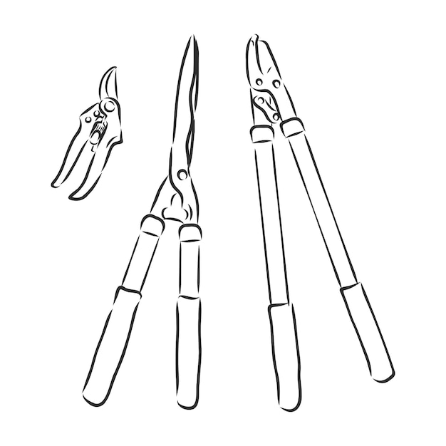 Садовые ножницы стиль линии значок векторные иллюстрации дизайн ножницы для обрезки кустов