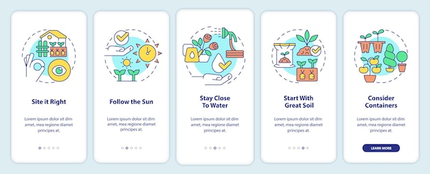 Gardening tips onboarding mobile app screen