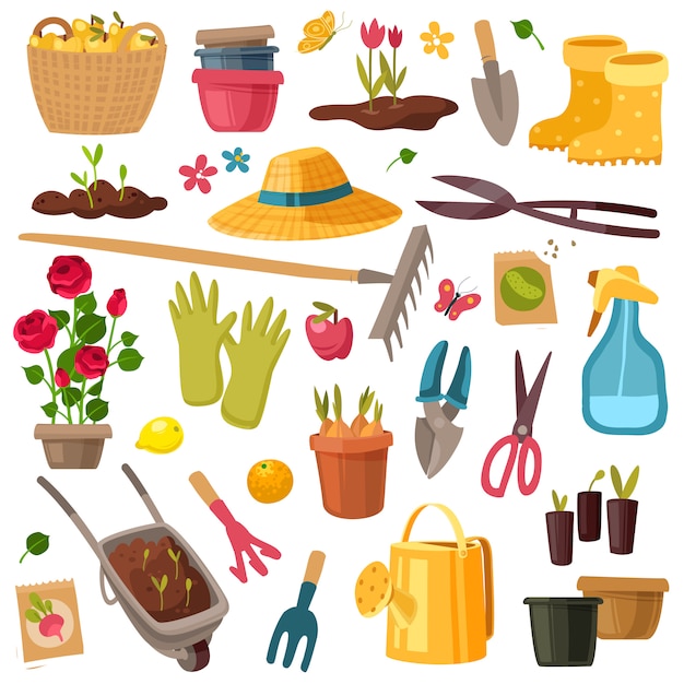 Vector gardening tolls set.