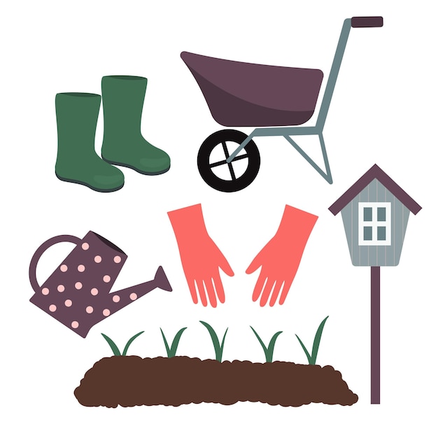 Vector gardening tools collection