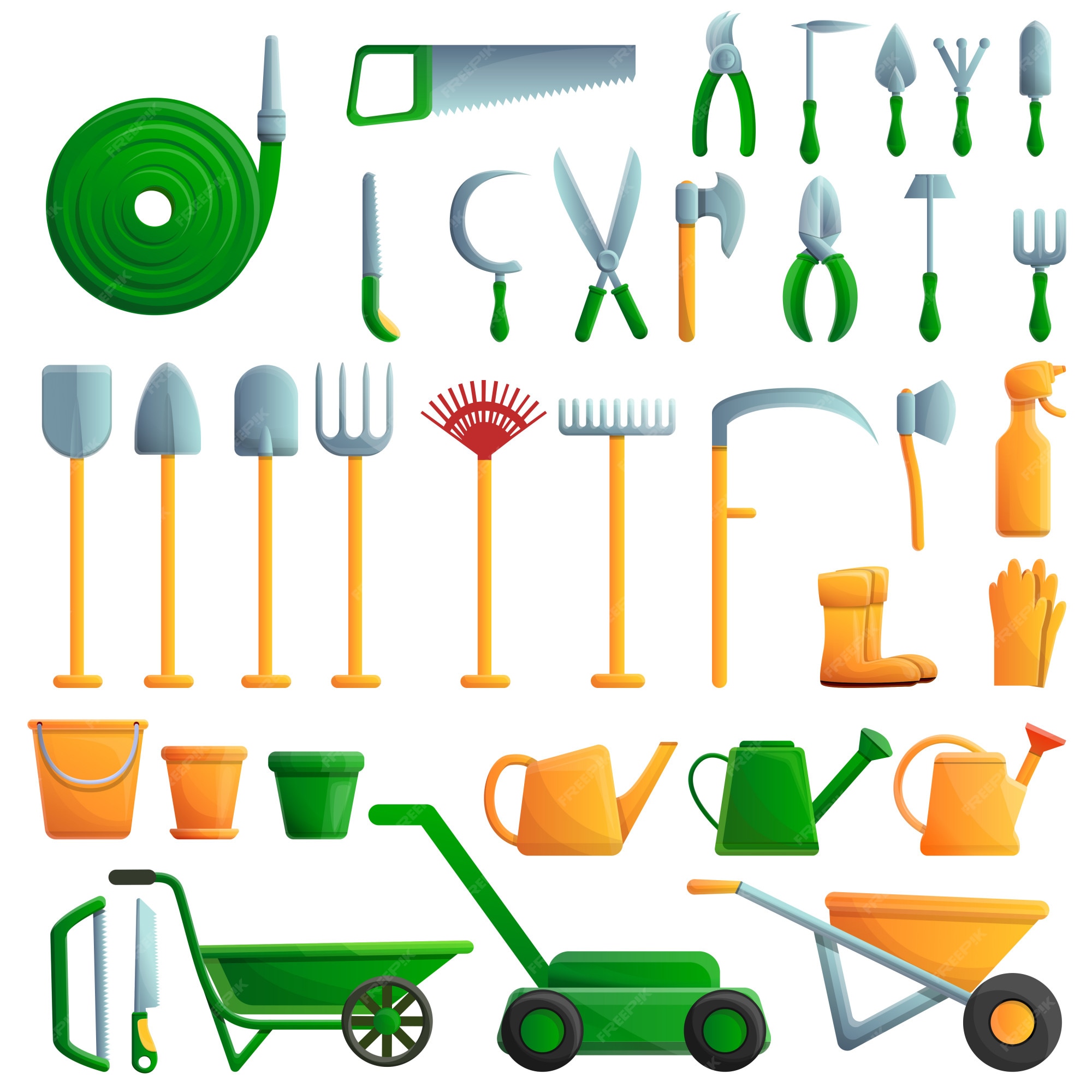 Premium Vector | Gardening tools set, cartoon style Premium Vector | Gardening tools set, cartoon style