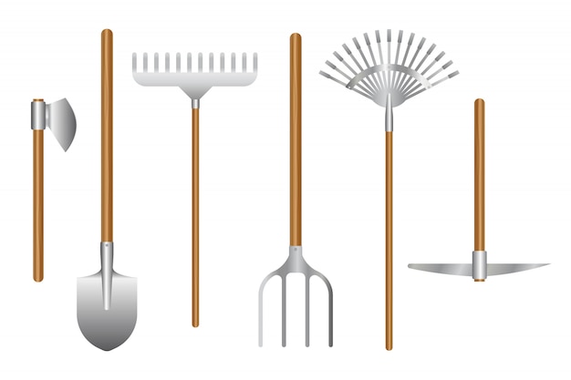 Gardening tools set illustration isolated on white