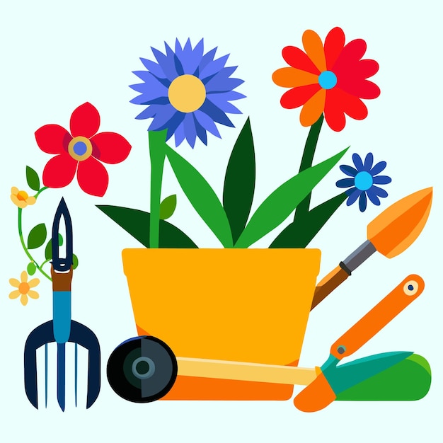 Vector gardening tools set vector illustration