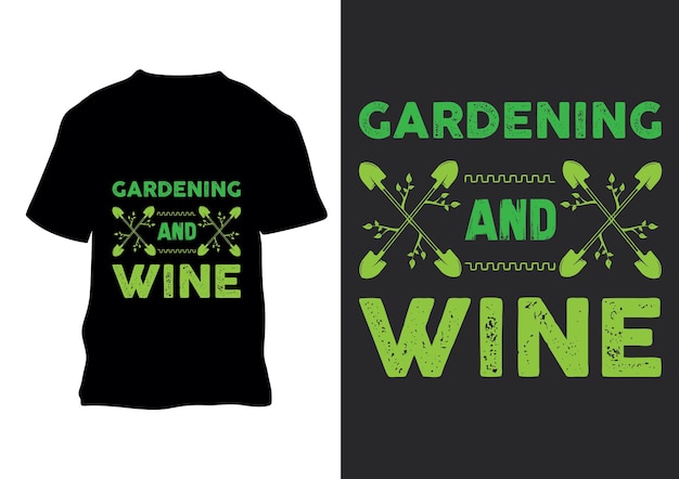 Design retrò vintage t-shirt da giardinaggio e vino