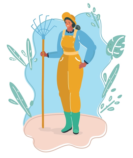 Vector gardening woman in garden