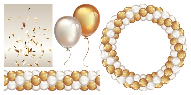 Vector garland of balloons seamless garland of ballons decorative wreath on transparent background