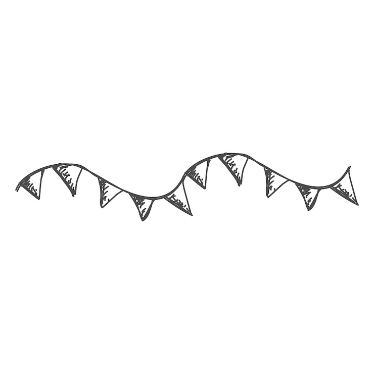 Vector garland for celebration with flags hand drawn