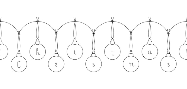 クリスマス飾りのガーランド クリスマスはガラス玉で書かれています シームレスな横罫線