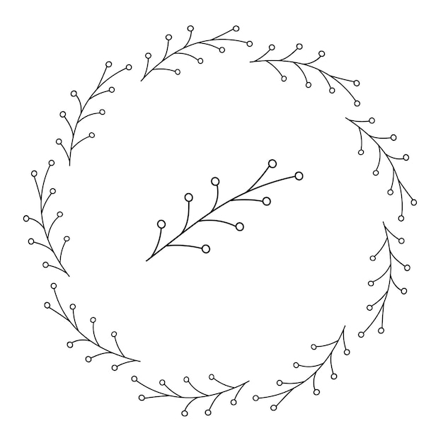 Garland from one abstract branch Doodle vector illustration