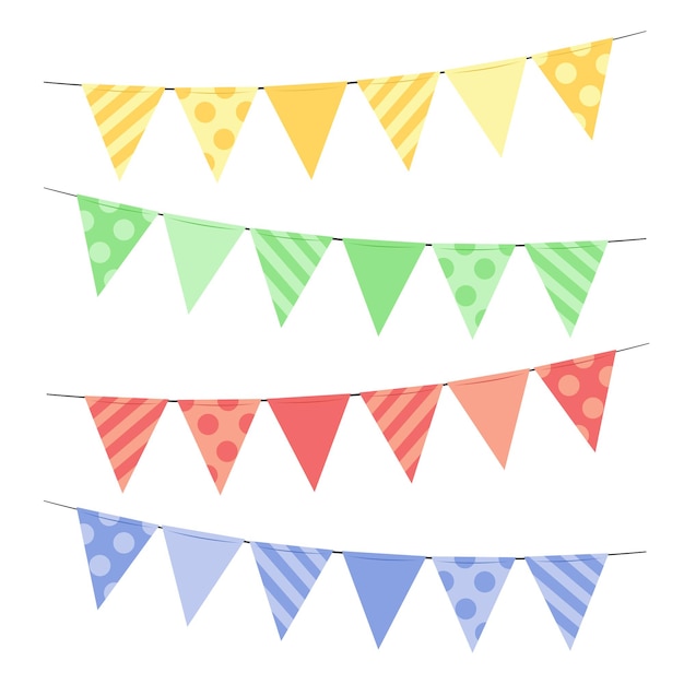 Garland of hanging flags Set Multicolored colorful checkboxes for children's party