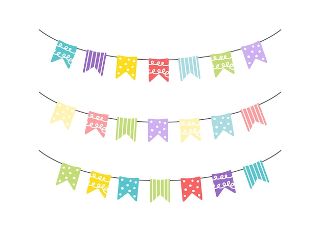 Garland of hanging flags Set Multicolored colorful checkboxes for party