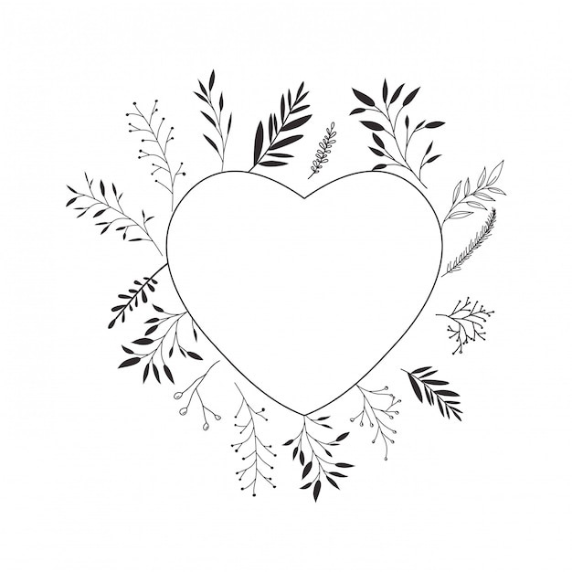 Garland of heart with flowers isolated icon