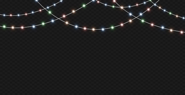 Vector garland, kerstmis, lamp, lantaarns, effect, hoogtepunt, helderheid