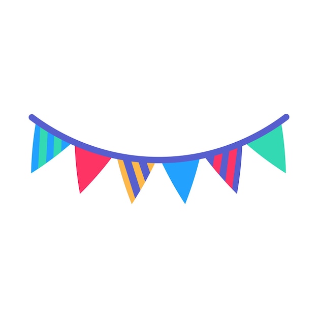 Vector garland of flags verjaardagsfeestje icon met kleurstreep