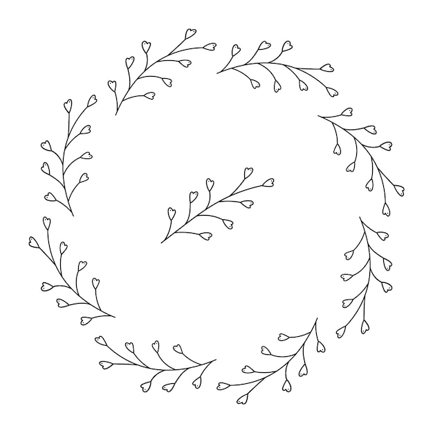 ベクトル 1 つの抽象的な枝から 2 番目のガーランド落書きベクトル イラスト