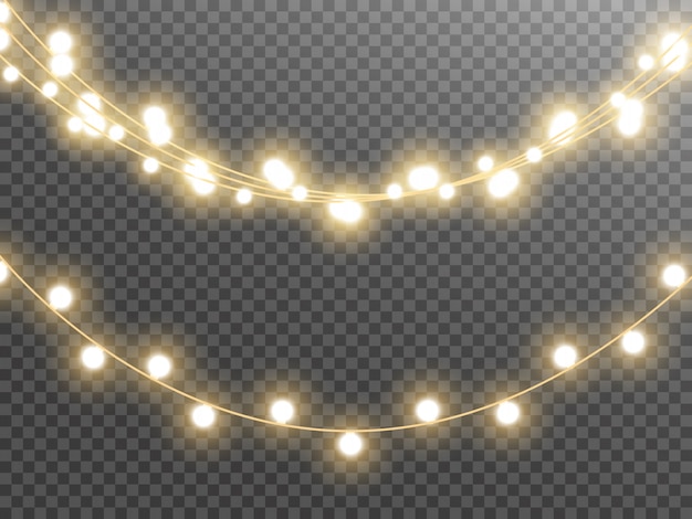 Garland string, decorative lightbulbs.