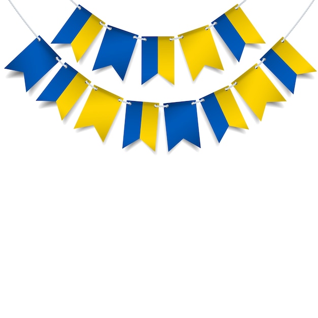 Garland with the flag of Ukraine on a white background