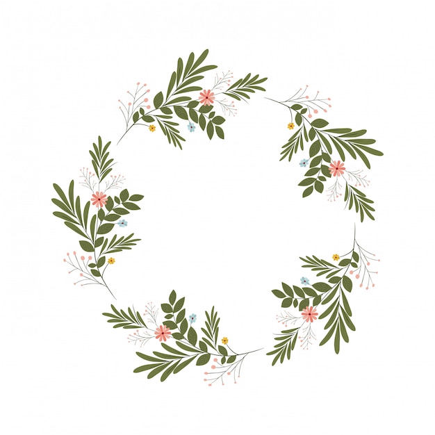 Garland with flowers and leafs isolated icon