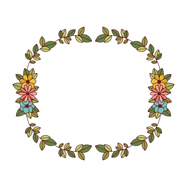 Garland with flowers and leafs isolated icon