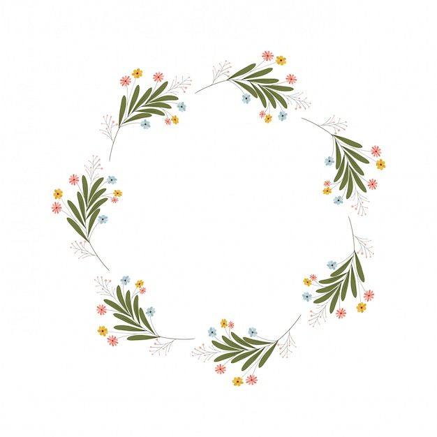 Garland with flowers and leafs isolated icon