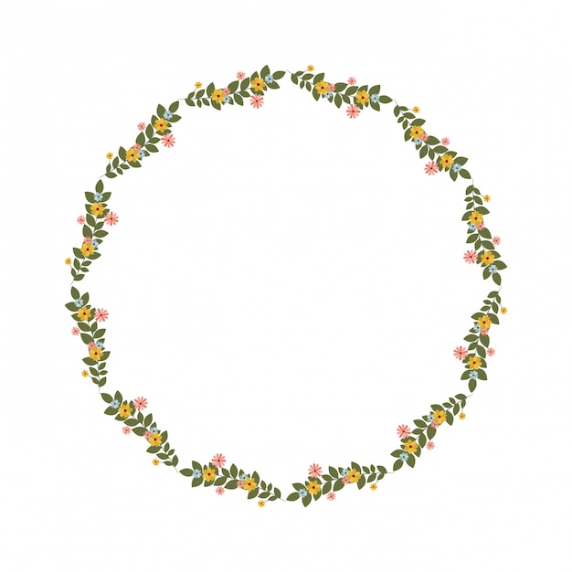 Garland with flowers and leafs isolated icon