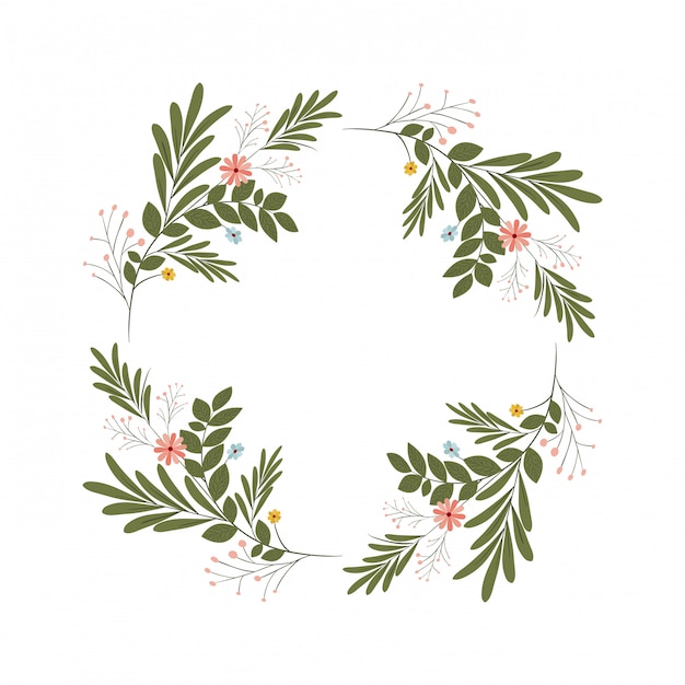 Vector garland with flowers and leafs isolated icon