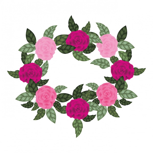 Garland with flowers and leafs isolated icon