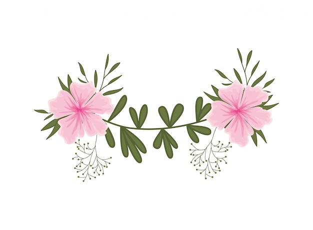 Garland with flowers and leafs isolated icon