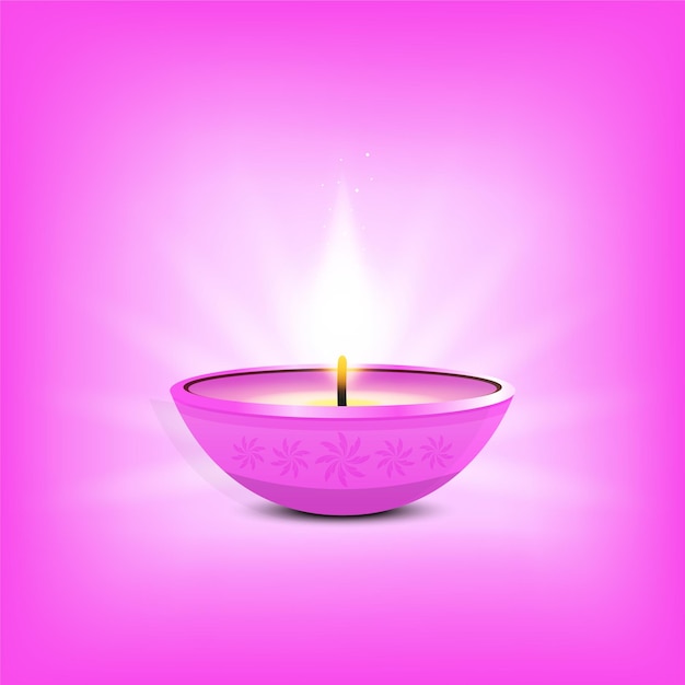 Garlanded wax candle in pot (Mombati) purple color