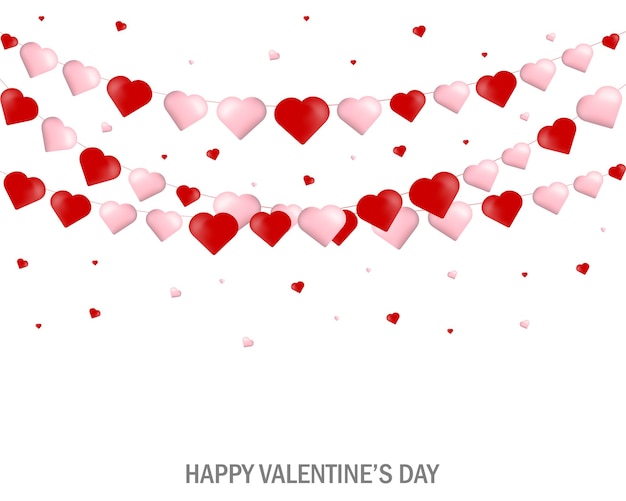 Vector garlands of hearts on white background.valentine's day,wedding day,birthday decor elements.vector.