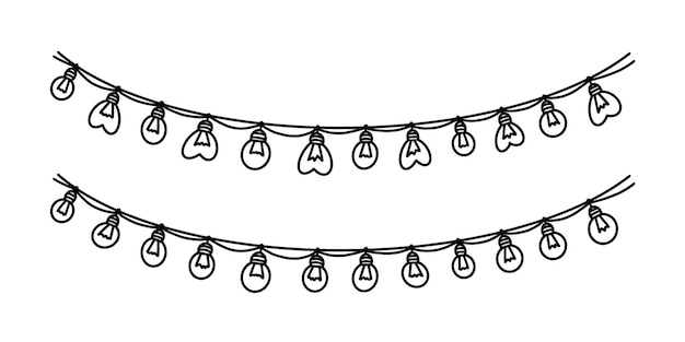 Гирлянды с лампочками для карнавала или торжества Набор декора гирлянд на белом фоне