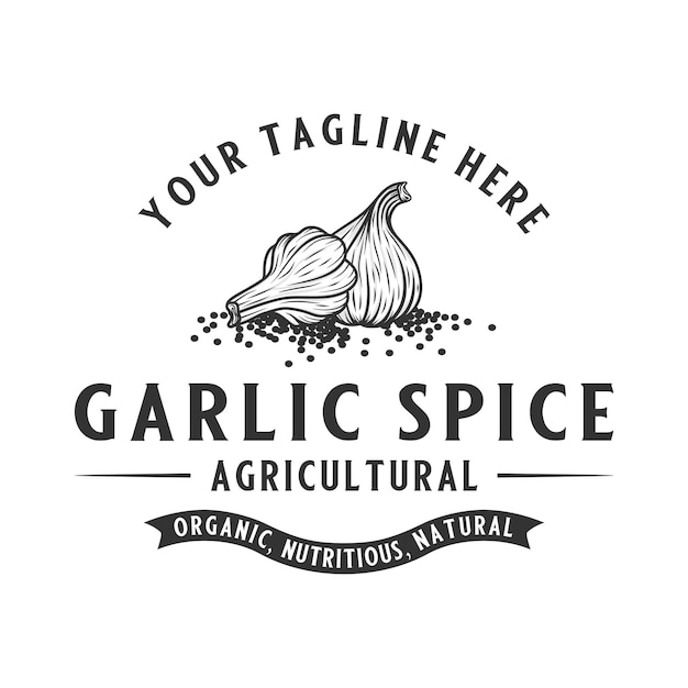 Vector garlic logo design spice symbol or cooking seasoning