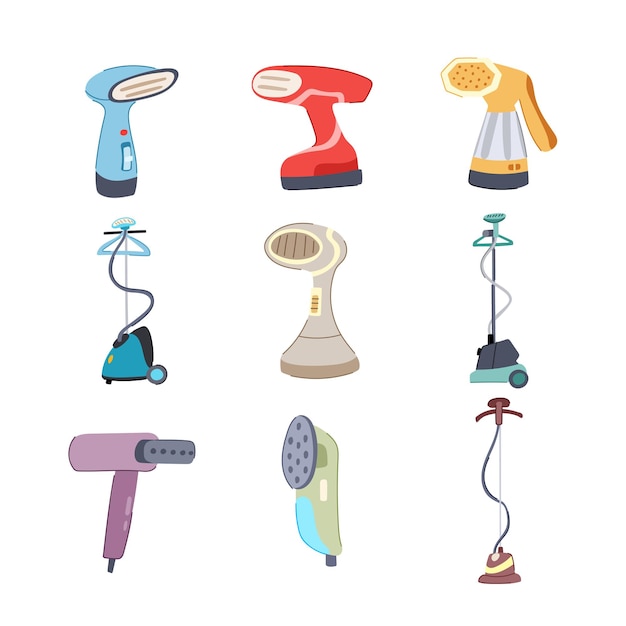 Garment steamer set cartoon vector illustratie