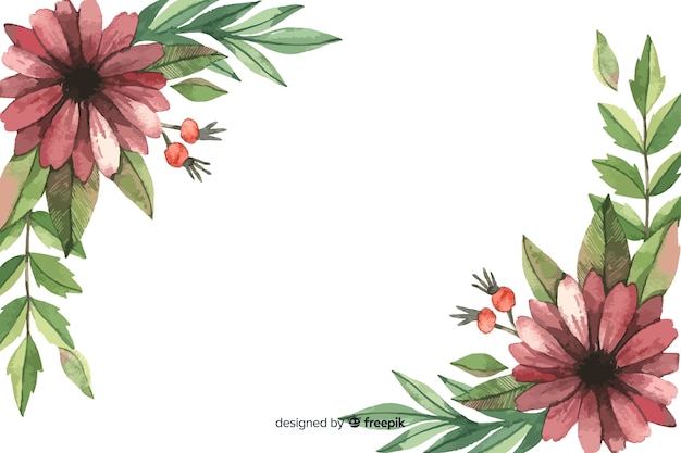 Garnet flowers watercolour floral background