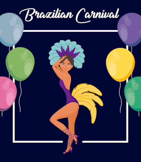 Vector garota dancing of carnival rio janeiro