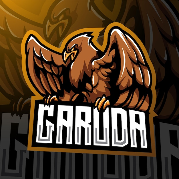 Disegno del logo della mascotte di garuda esport