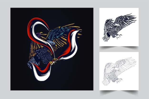 Mascotte garuda con stile moderno concetto di illustrazione