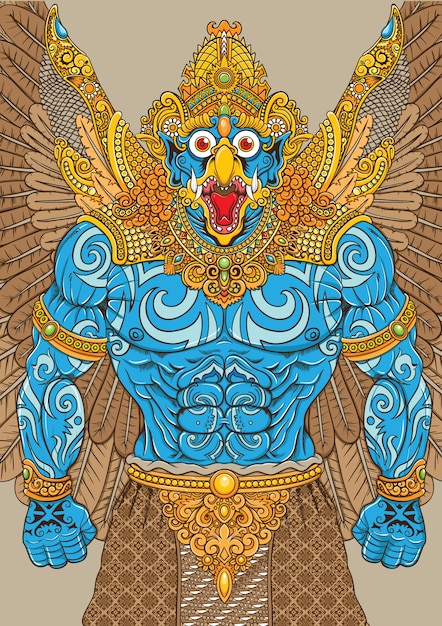 Garuda mythologie illustratie met traditionele ornamenten