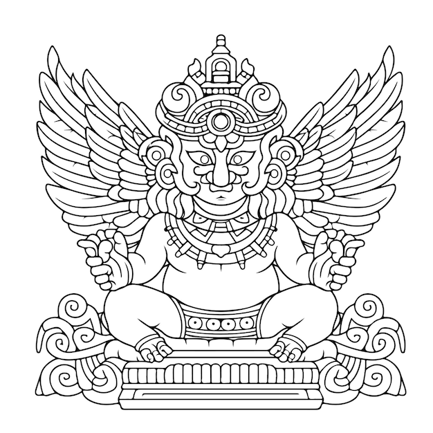 Garuda Wisnu kencana coloring page line drawing day