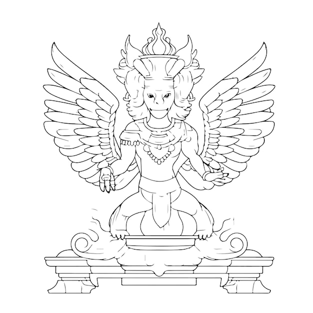 Garuda Wisnu kencana kleurplaat lijntekening dag