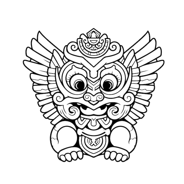 Garuda Wisnu kencana kleurplaat lijntekening dag