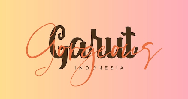 인사말 카드 및 배너에 대한 Garut 인도네시아 타이포그래피 배경 템플릿