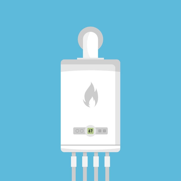 Icona della caldaia a gas in stile piatto illustrazione del vettore del riscaldatore su sfondo isolato concetto di business del segno di ebollizione