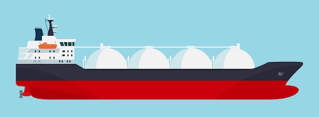 Gas carrier ship isolated. Vector illustration.