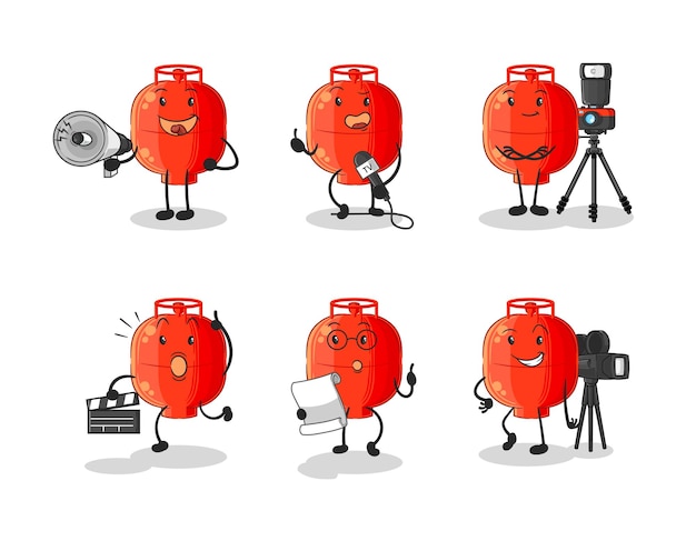 Gas cylinder entertainment group character cartoon mascot vector