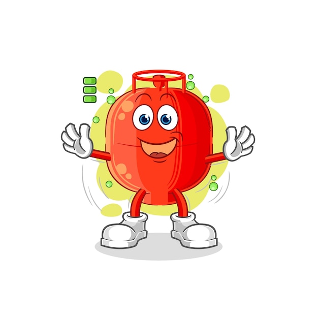 Gas cylinder full battery character cartoon mascot vector