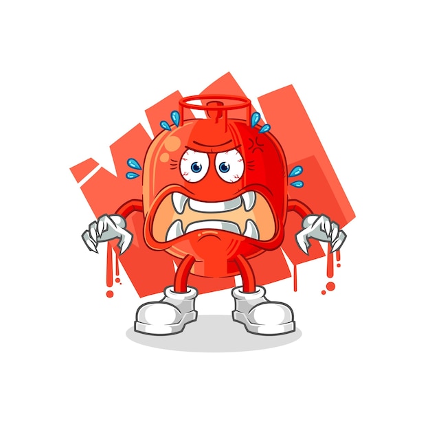 Gas cylinder monster vector cartoon character