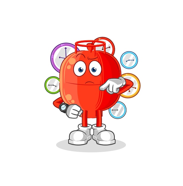 Vector gas cylinder with wristwatch cartoon cartoon mascot vector