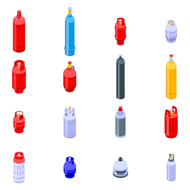 Gas cylinders icons set