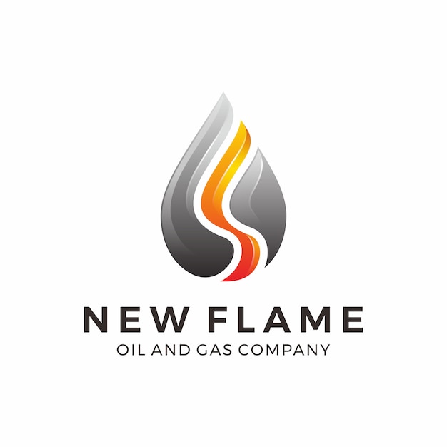 Gas en olie logo-ontwerp met vlam